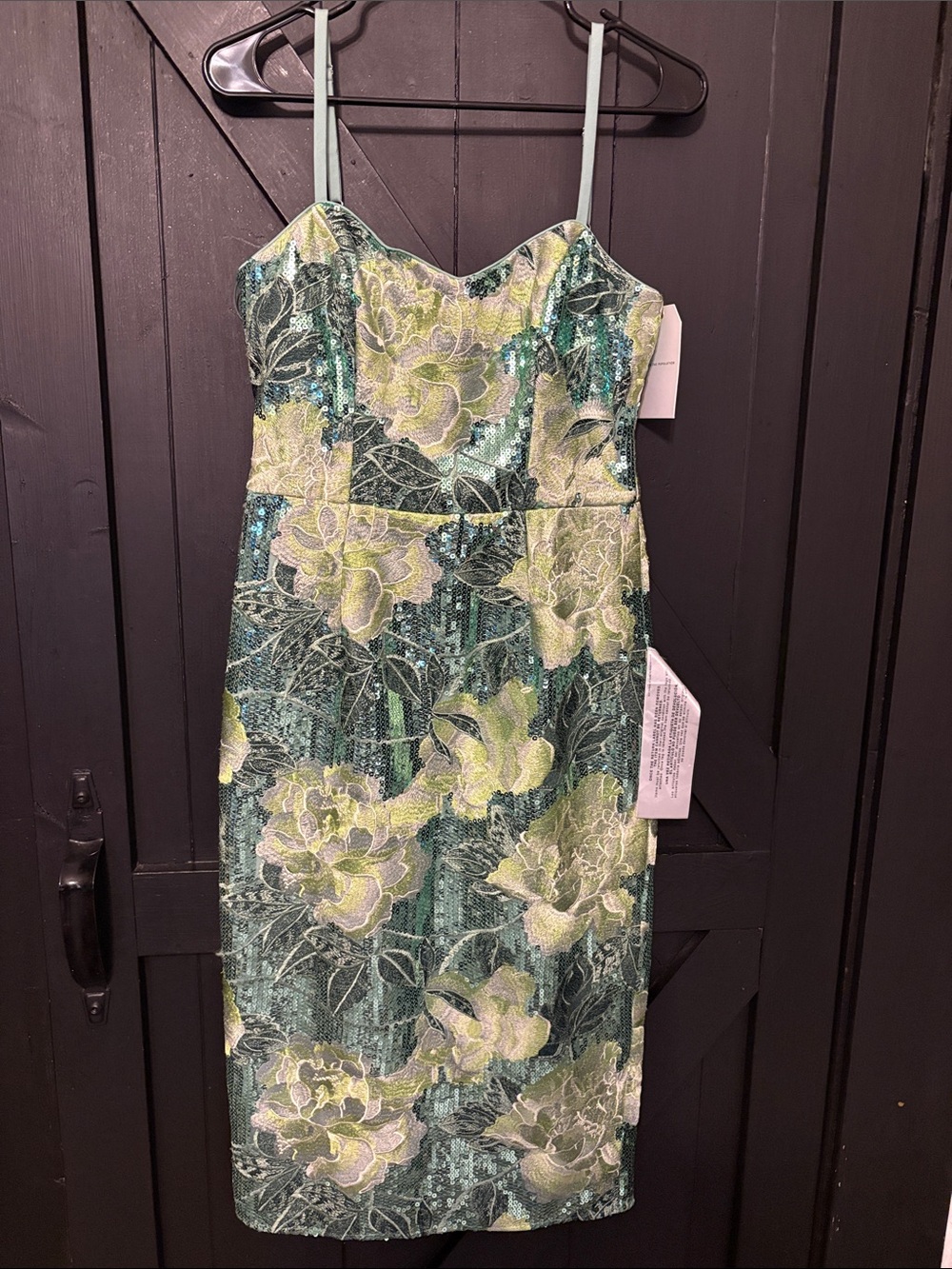 Dress the Population Green and Yellow Floral Sequin Midi Dress - Picture 4 of 9